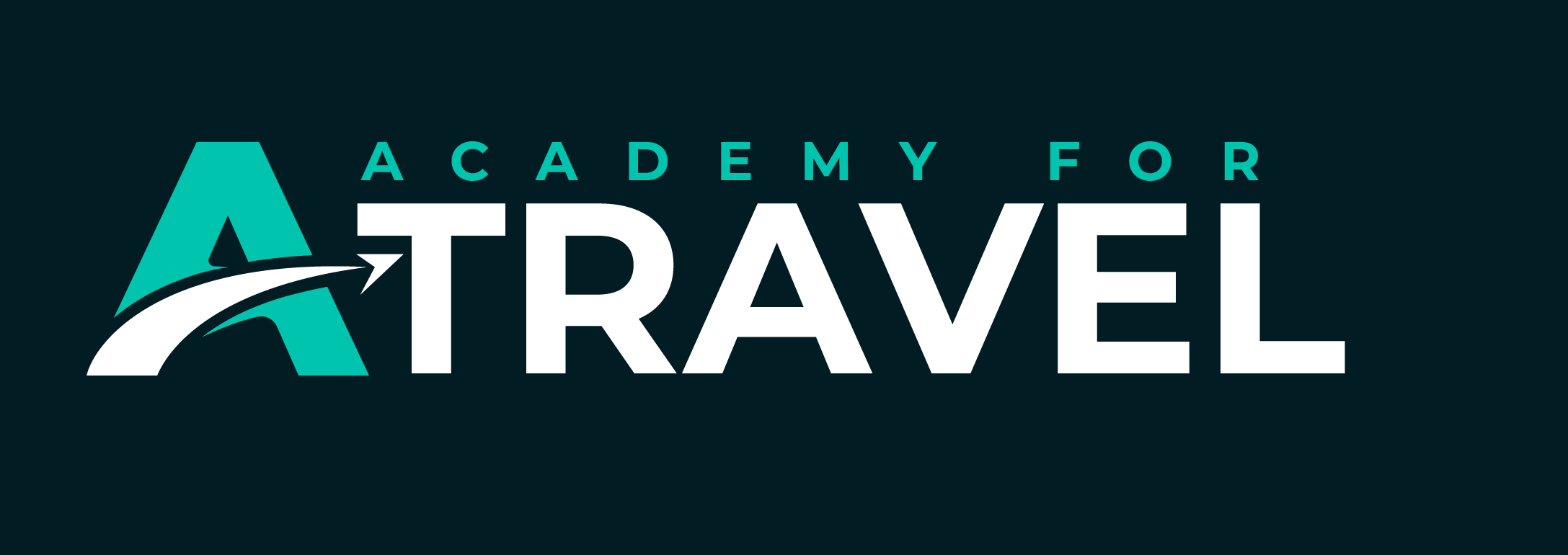 Academy for Travel horizontal logo on a dark background